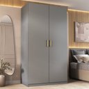 Ver imagem 1 de Guarda-Roupa Solteiro 2 Portas 100% MDF Marsala Cinza/Urbi