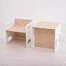 Mesa Cadeira Cubo Infantil Montessori Natural Branco - 1