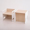 Ver imagem 1 de Mesa Cadeira Cubo Infantil Montessori Natural Branco