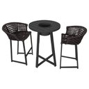 Ver imagem 1 de Conjunto Bistrô Champanheira Tampo Ripado e 2 Banquetas Reis Corda Náutica Marrom