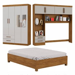 Guarda-roupa Casal Modulado 4 Portas com Cama Hercules 4 Portas 4 Gavetas com Espelho - 2