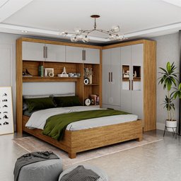 Guarda-roupa Casal Modulado 4 Portas com Cama Hercules 4 Portas 4 Gavetas com Espelho - 1