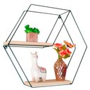 Ver imagem 2 de Nicho Prateleira Decorativo Aramado Hexagonal Natural e Preto