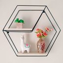 Ver imagem 1 de Nicho Prateleira Decorativo Aramado Hexagonal Natural e Preto
