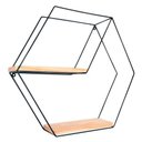 Ver imagem 4 de Nicho Prateleira Decorativo Aramado Hexagonal Natural e Preto