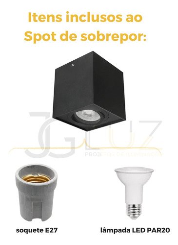 Spot Sobrepor Par20 E27 Preto Opus - 4