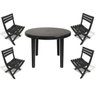 Mesa Redonda Desmontável 94cm Preta + 4 Cadeiras Dobráveis - 1