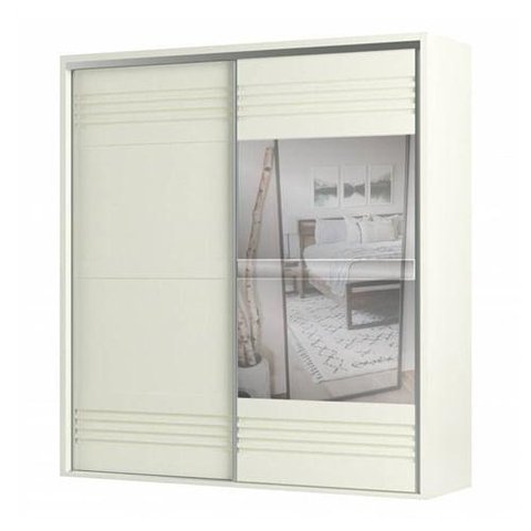 Roupeiro Menfis 2 Portas com Espelho Cor Off White 223cm - 66690