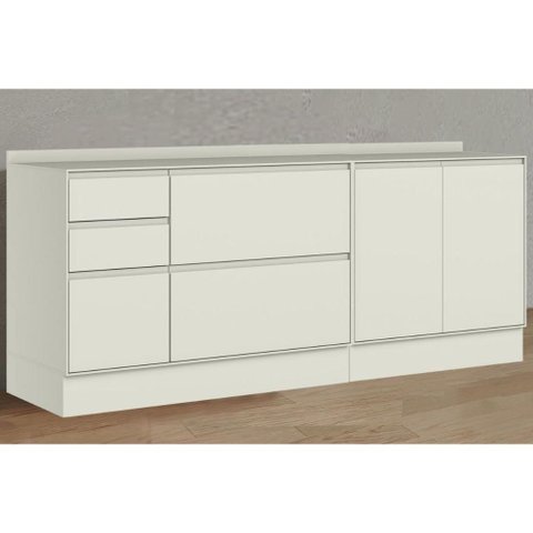Gabinete p/ Pia Cozinha Henn Fineze 3PTAS 4GAVS c/Tampo 200cm Areia