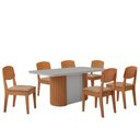 Ver imagem 2 de Mesa de Jantar Aspen 180cm Tampo Mdf Vidro 6 Cadeiras Copper Turim 07/nat/off/serig. Off