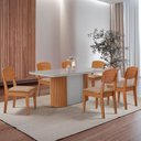 Ver imagem 1 de Mesa de Jantar Aspen 180cm Tampo Mdf Vidro 6 Cadeiras Copper Turim 07/nat/off/serig. Off