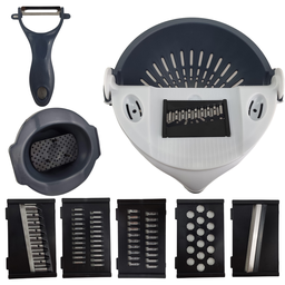 Ralador Legumes Escorredor Fatiador de Alimentos Descascador Multifuncional 9 Peças - 4