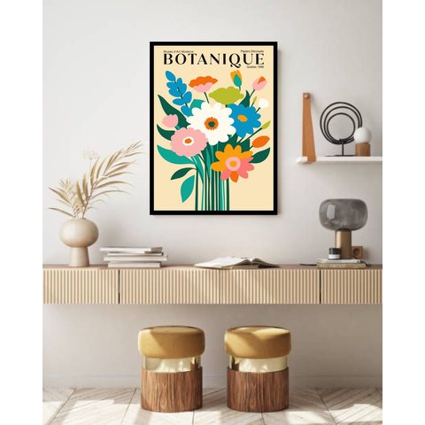 Quadro Decorativo Buquê de Flores Botanic - 70x50cm:moldura Branca