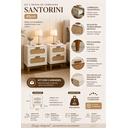 Ver imagem 1 de Kit 2 Mesa de Cabeceira Santorini Branca 45cm Pés de Madeira 2 Gavetas c/ Telinha para Quarto