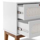 Ver imagem 5 de Kit 2 Mesa de Cabeceira Santorini 45cm Pés de Madeira 2 Gavetas C/ Telinha para Quarto Branco