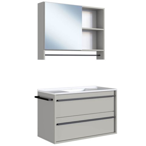 Kit Gabinete Suspenso com Cuba e Espelheira 80cm Arenas Proddy