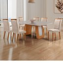 Ver imagem 1 de Mesa de Jantar Carolina 180cm Tampo MDF Vidro Canto Copo com 6 Cadeiras Lorena
