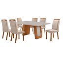 Ver imagem 2 de Mesa de Jantar Carolina 180cm Tampo MDF Vidro Canto Copo com 6 Cadeiras Lorena