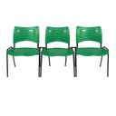 Ver imagem 1 de Kit com 3 Cadeiras Iso Turim Plastica Igreja Recepção Escola Verde Popmov Kit 3 Cadeira Iso