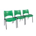 Ver imagem 2 de Kit com 3 Cadeiras Iso Turim Plastica Igreja Recepção Escola Verde Popmov Kit 3 Cadeira Iso