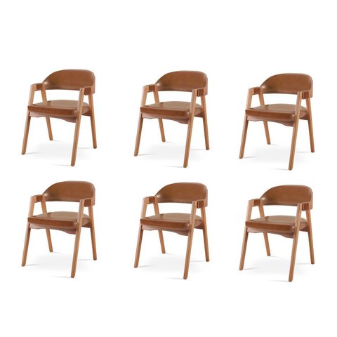 Kit 6 Cadeiras para Mesa de Jantar Gaia Yescasa Marrom