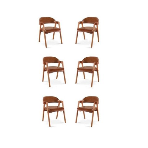 Kit 6 Cadeiras para Mesa de Jantar Gaia Yescasa Marrom