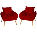 Ver imagem 1 de Kit 2 Poltronas Decorativas Opala Suede Vermelho MV Estofados