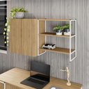 Ver imagem 1 de Armário Aéreo 60cm 2 Portas e Nicho 3 Prateleiras F5 Office Cor:macadâmia com Branco