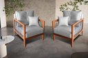 Ver imagem 1 de Kit 2 Poltrona Paris corda nautica luxury linho Cinza com almofadas