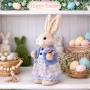 Ver imagem 3 de Boneco Coelhinho Coelho Artesanal Decoração de Páscoa 23cm
