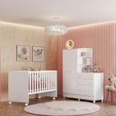 Ver imagem 6 de Berço Nacional 3540 e Guarda Roupa com Cômoda 4070 Doce Sonho Branco Brilho com Pés e Colchão