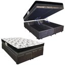 Ver imagem 1 de Cama Box Baú Casal Suede Bipartido + Colchão Ortobom Iso Dupla Face 138x188x60 Cor:marrom