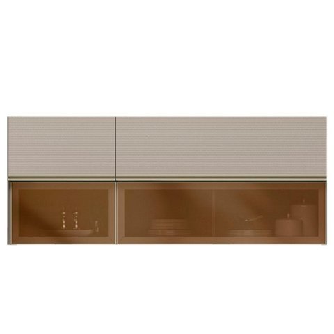 Armario Aereo 120 Cm e Armario Aereo 60 Cm Vidro Proenca Nogueira Nude Prime Demartez