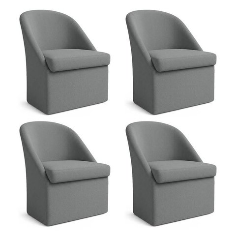 Kit 4 Poltronas Decorativas Malli Boucle - Pallazio Cor:Grafite