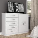 Ver imagem 1 de Cômoda para Quarto 5 Gavetas e 2 Portas Austin Branco