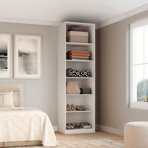 Closet Modulado sem Portas com Prateleiras/cabideiros 70cm Altezza Belmax:branco