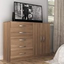 Ver imagem 1 de Cômoda para Quarto 5 Gavetas e 2 Portas Austin Marrom