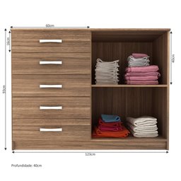 Cômoda 2 Portas 5 Gavetas  - 6