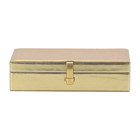 Caixa em Mdf com Revestimento em Pu Dourada 29x19x7,5cm