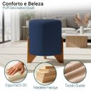 Ver imagem 2 de Kit 2 Puffs Decorativos Eloah Redondo Assento Extra para Sala Quarto Suede Pufe com Pés de Madeira