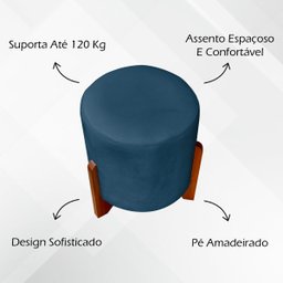 Kit 2 Puff Sala Eloah Suede Cores Pé Castanho - 5