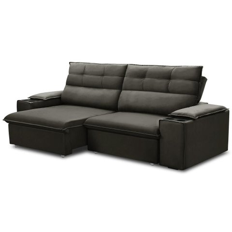 Sofá Retrátil Reclinável para Sala 3 Lugares 225cm Gordon F04 Veludo Marrom Escuro - Lyam Decor