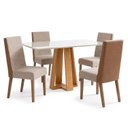 Ver imagem 2 de Conjunto Sala de Jantar Mesa Lisa 120cm Tampo MDF Vidro Canto Arredondado 4 Cadeiras Anne