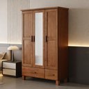Ver imagem 4 de Guarda Roupa Solteiro Selena F06 3 Portas de Bater 2 Gavetas Madeira Maciça Castanho Lyam Decor