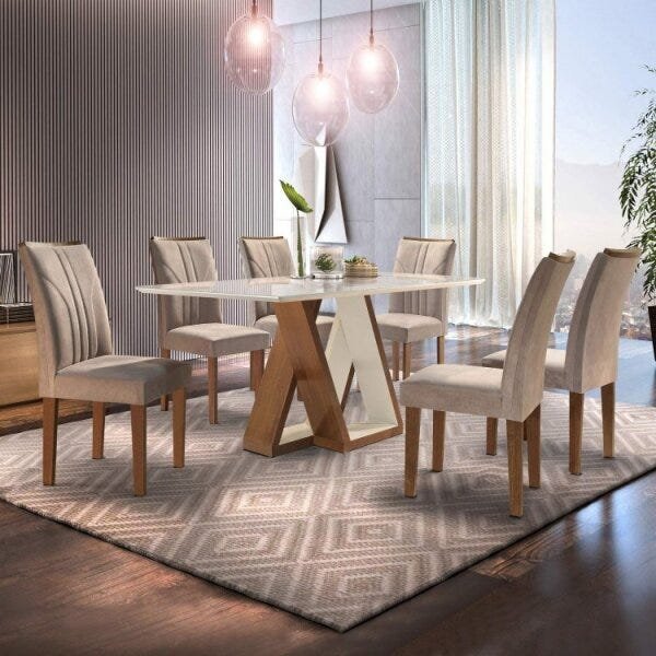Sala de Jantar Completa com Mesa e 6 Cadeiras Laguna Espresso Móveis - 1