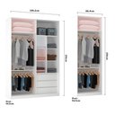 Ver imagem 3 de Guarda Roupa Closet sem Portas 2 Peças, 3 Gavetas, 4 Cabideiros Branco Prime Luciane Móveis