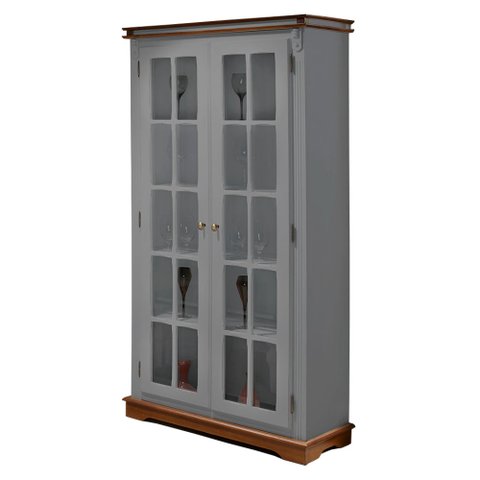 Cristaleira Manchester 2 Portas 4 Prateleiras 2036 Linz Móveis - Cinza/imbuia Glazer