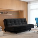 Ver imagem 1 de Sofá-Cama Roz Plush 3 Lugares Reclinável 182cm Preto Suede