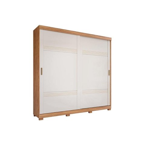 Guarda Roupa Casal 2 Portas de Correr e 4 Gavetas c/ Pés Blumenau Cinamomo/Off White - Panan