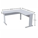 Ver imagem 3 de Mesa em L Escritório Estação 150x150 Pés Aço Nivelador Cinza